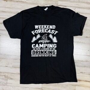 NWOT  Mens Black Camping & Drinking‎ Large Cotton Port & Company
Graphic T Shirt